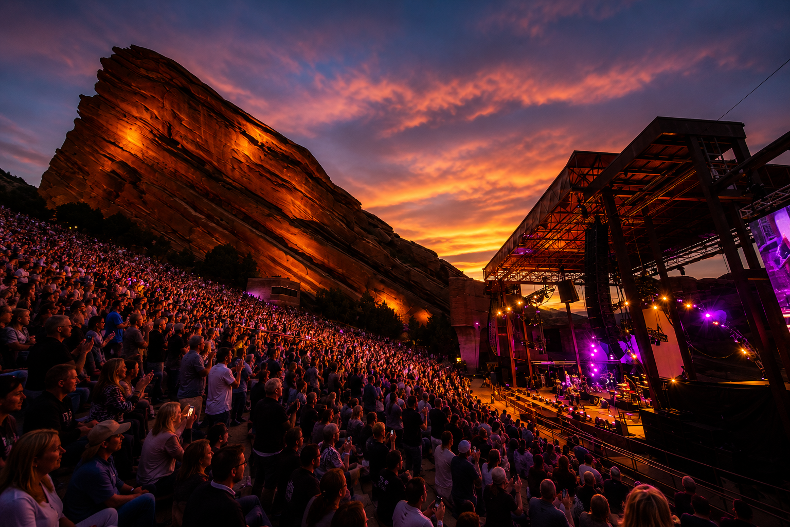 Colorado red sandstone amphitheater at sunset
